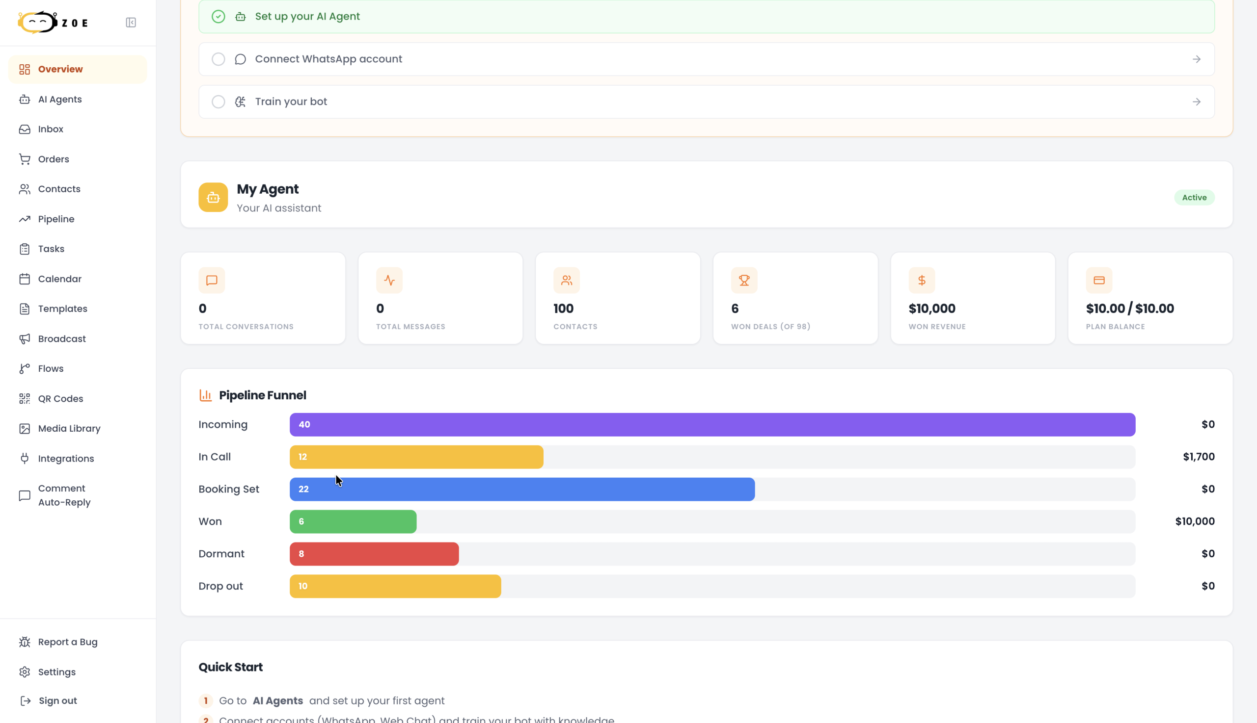 Whatsapp api based ai chatbot, this is zoe your ai agent here to help you win your lost cart on e-commerce